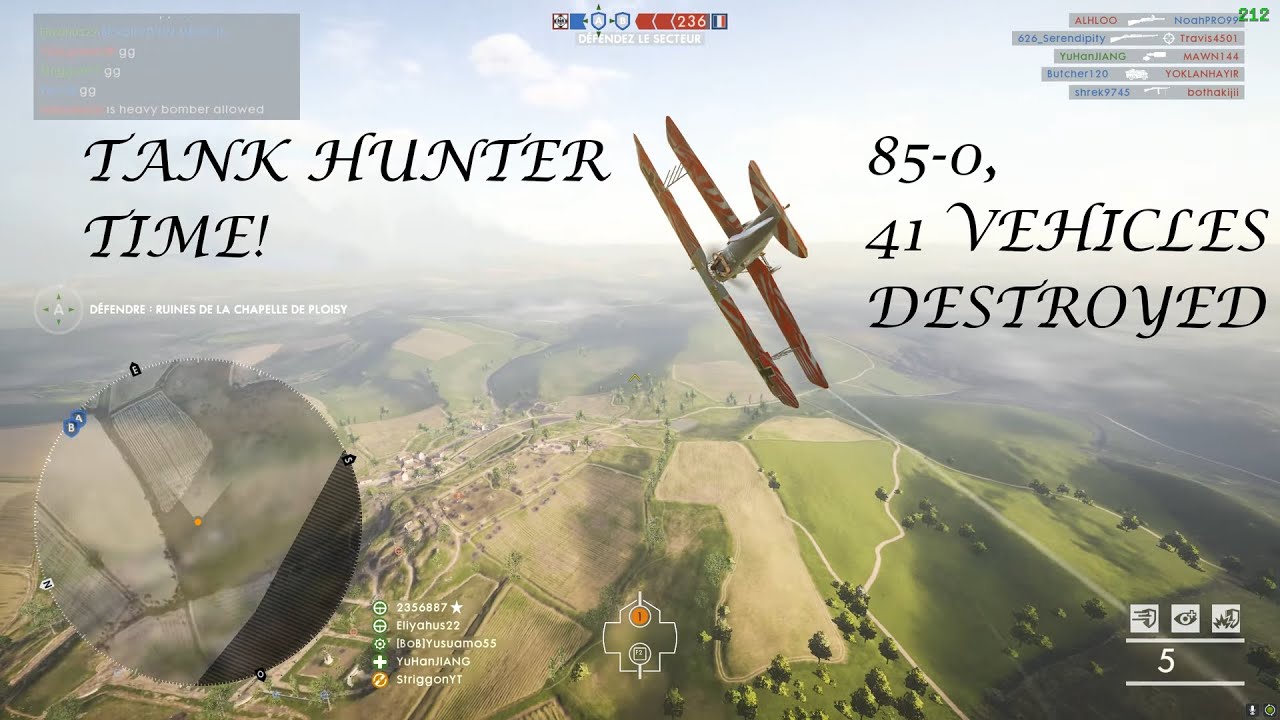 Battlefield 1 - TANK HUNTER DESTRUCTION, 40+ Tanks destroyed Flawless Soisson