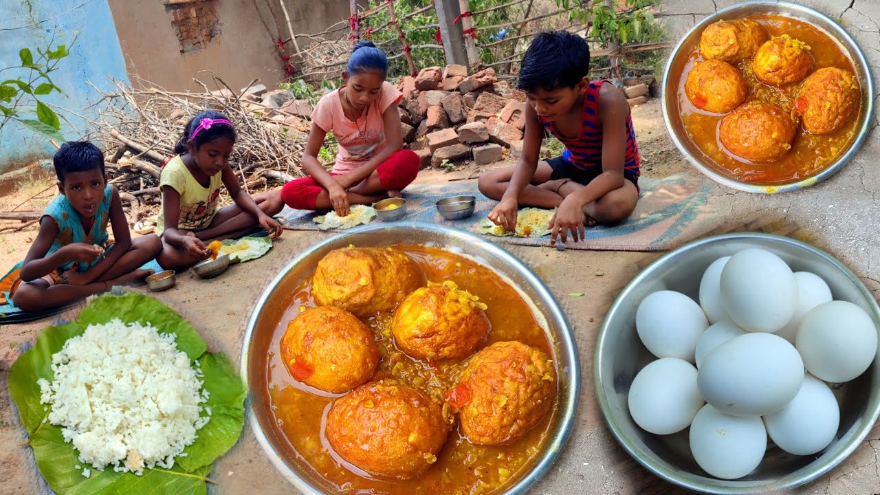 Anda Curry Recipe Village Style ||Egg curry cooking & Eating ||village food