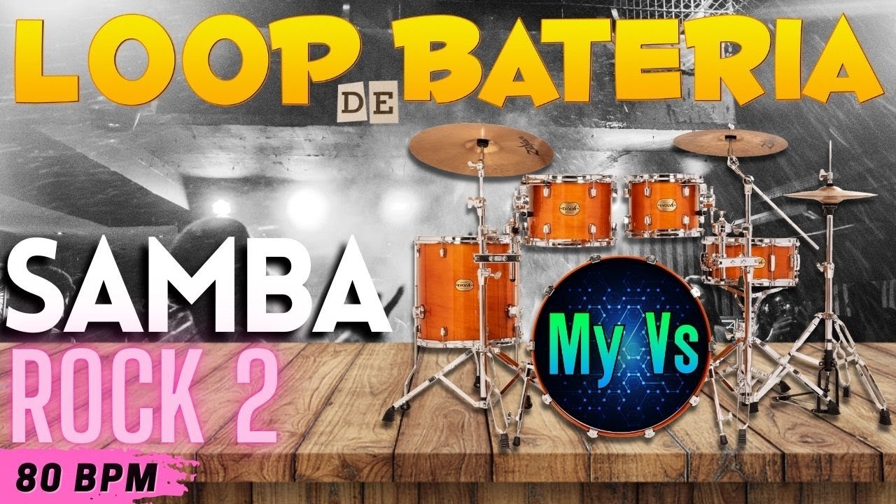 🥁 LOOP de Bateria SAMBA ROCK 2 para tocar e compor | 80 bpm - Drum Loop