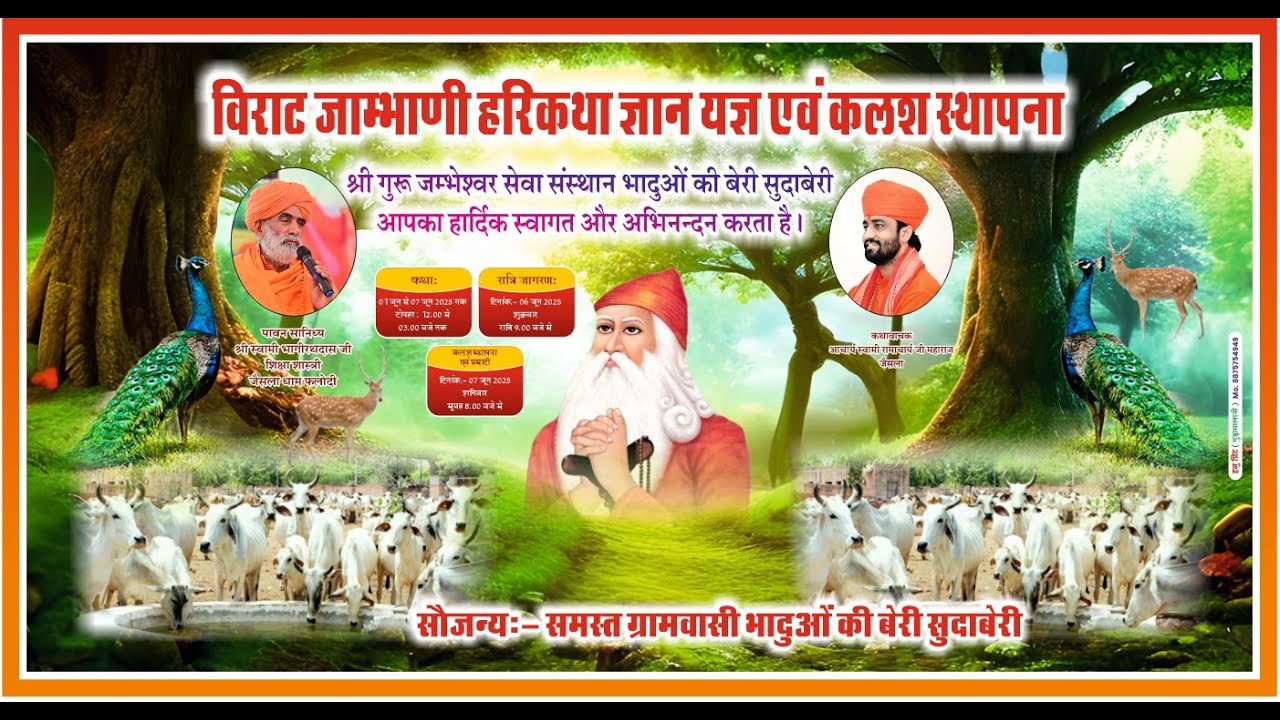 Day-6🔴विराट जाम्भाणी हरिकथा ज्ञान यज्ञ एवं कलश स्थापना ◆शुभ स्थल- भादुओ की बेरी सुदाबेरी,धोरीमन्ना