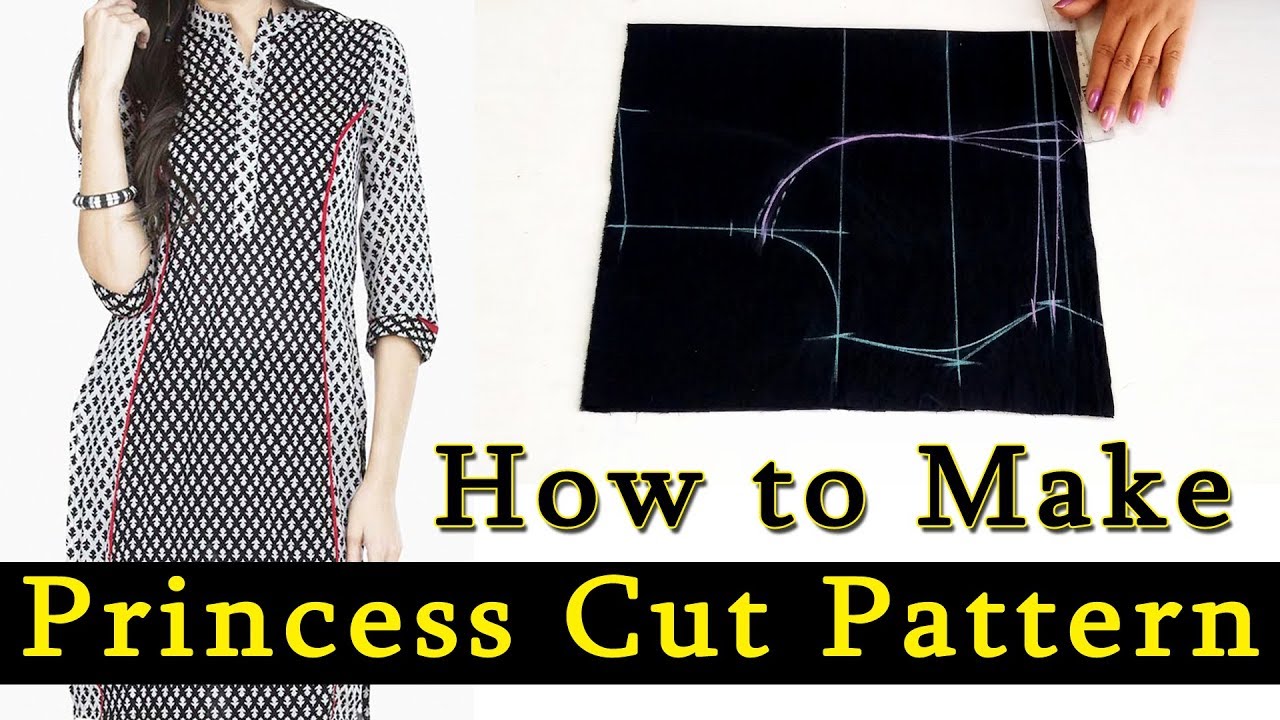 How to Make Princess Cut Pattern for Dresses / Kurtis / Tops | Princess Cut Pattern for all Sizes