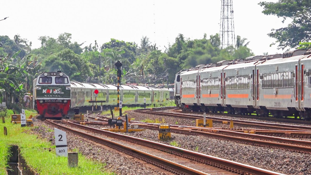 KERETA API PANJANG‼️ MENEMUKAN 16 KERETA API PAPASAN DI JALUR GANDA
