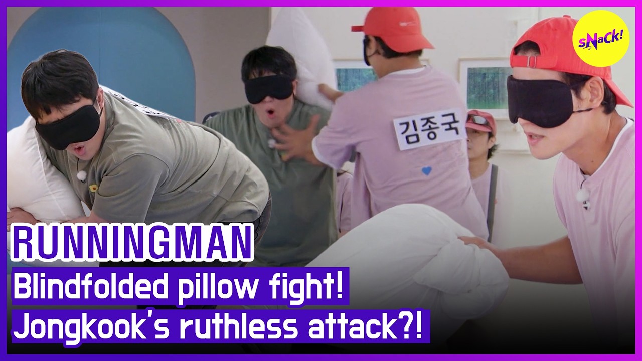 [RUNNINGMAN] Blindfolded pillow fight! Jongkook's ruthless attack?!(ENG/MAL SUB)