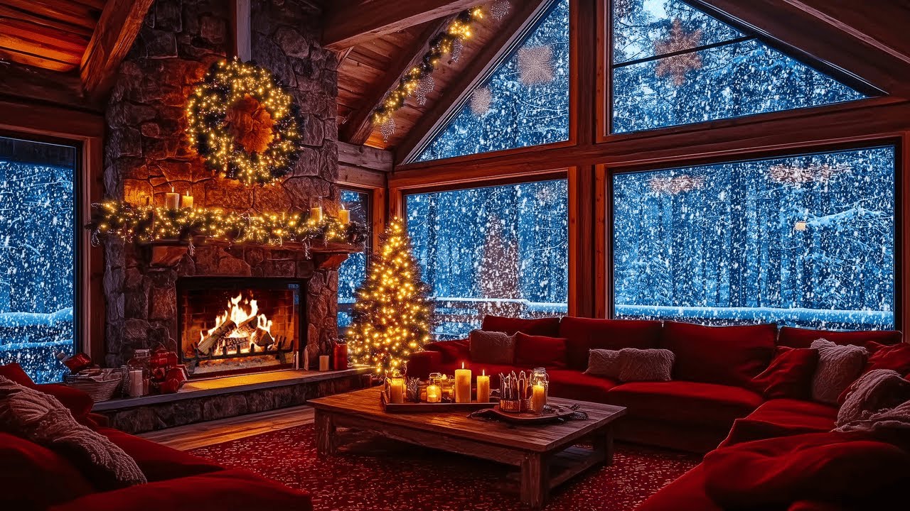Happy New Year 2026 | Snowy Winter & Relaxing Fireplace with Jazz for Chill Moods