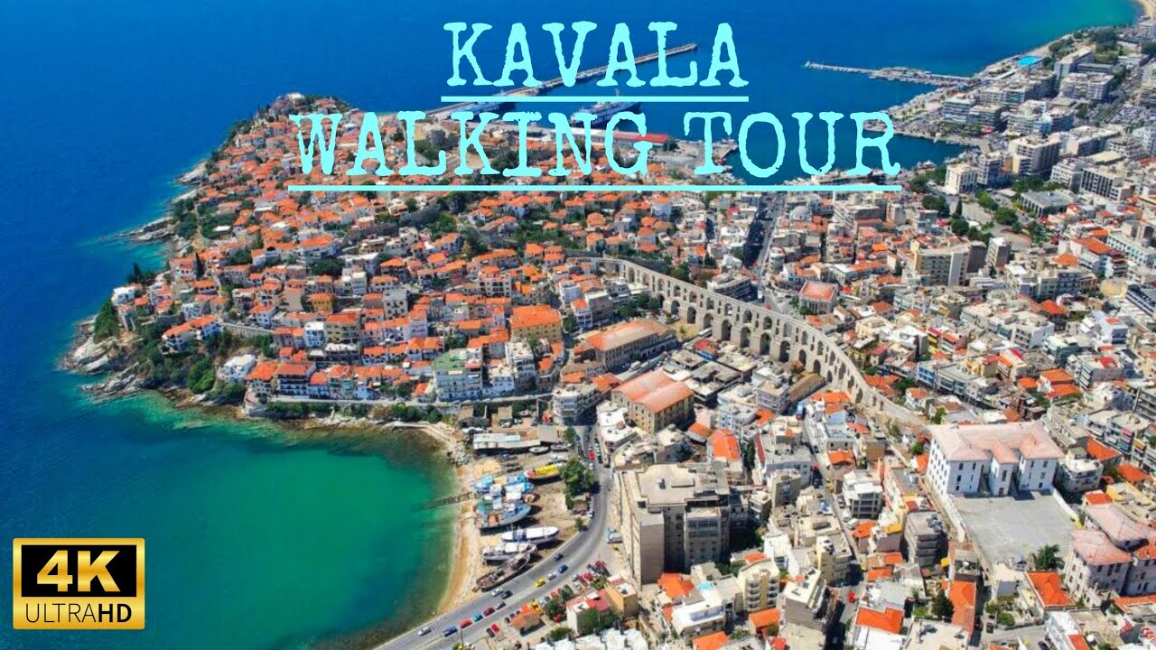 Kavala Greece 4K Walk 🇬🇷 | No Talking, Relaxing Seaside Tour with Seagull Sounds