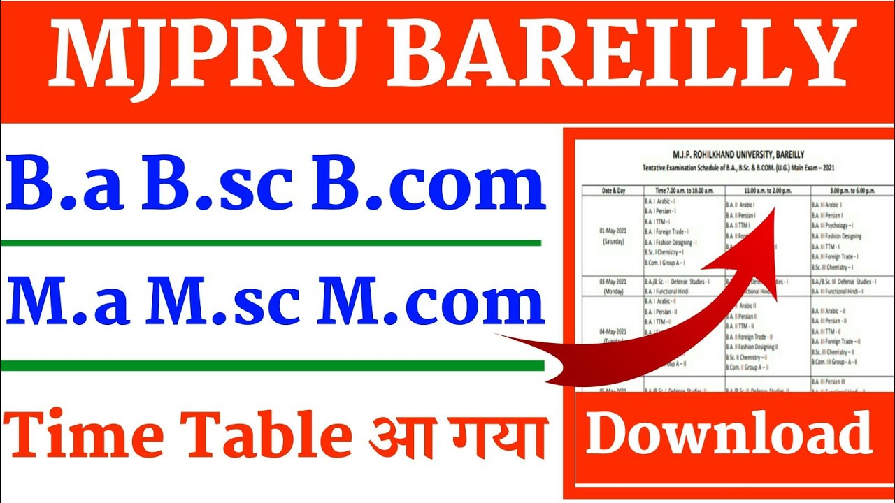 mjpru time table 2021|mjp university ruhelkhund time table 2021|mjpru exam date 2021|time table 2021