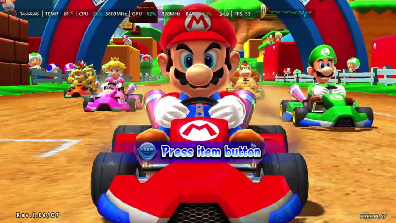 Mario Kart Arcade GP DX (USA) (2014) - Test Menu Setup & Gameplay! (Asus ROG Ally / JConfig)
