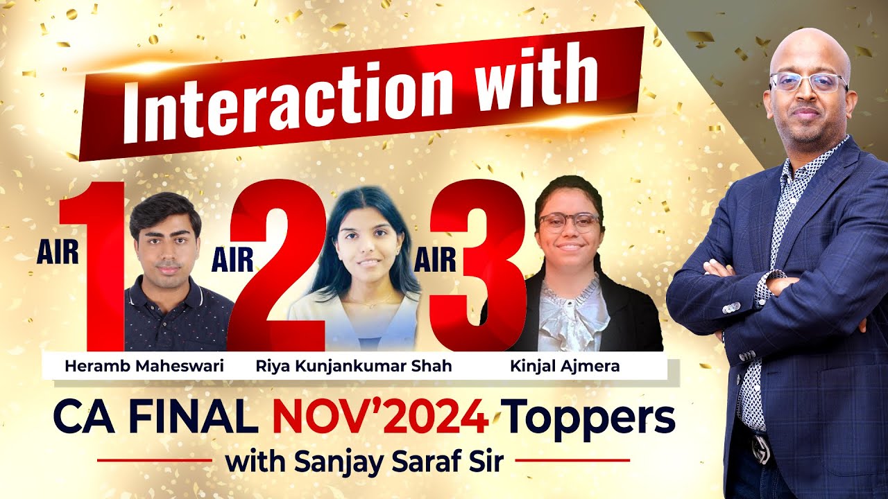 AIR 1, 2, 3 - Students create history in CA Final ! | Sanjay Saraf Sir
