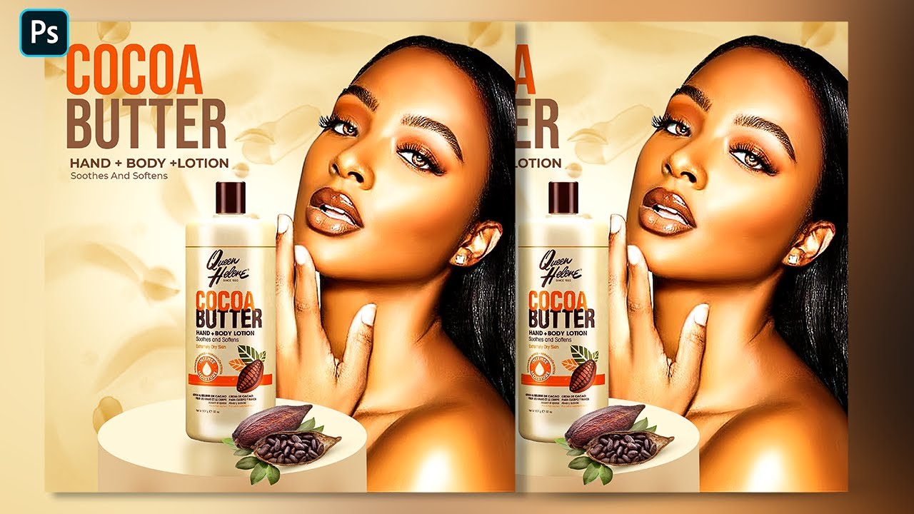 Design a Cocoa Butter Skincare Banner Ad in Photoshop – Beginner-Friendly