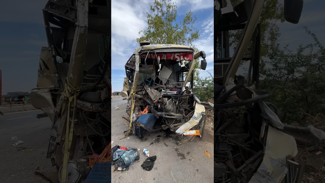 AC Sleeper Bus Frontal Collision Accident #bus #truckaccident #acbuses #viral #viralbus