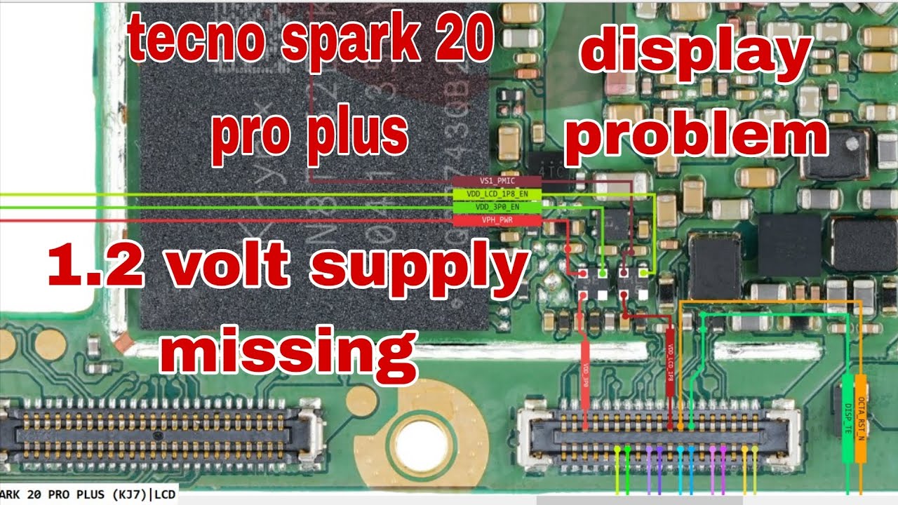 Tecno Spark 20 Pro Plus display problem 1.2 voltage supply missing 