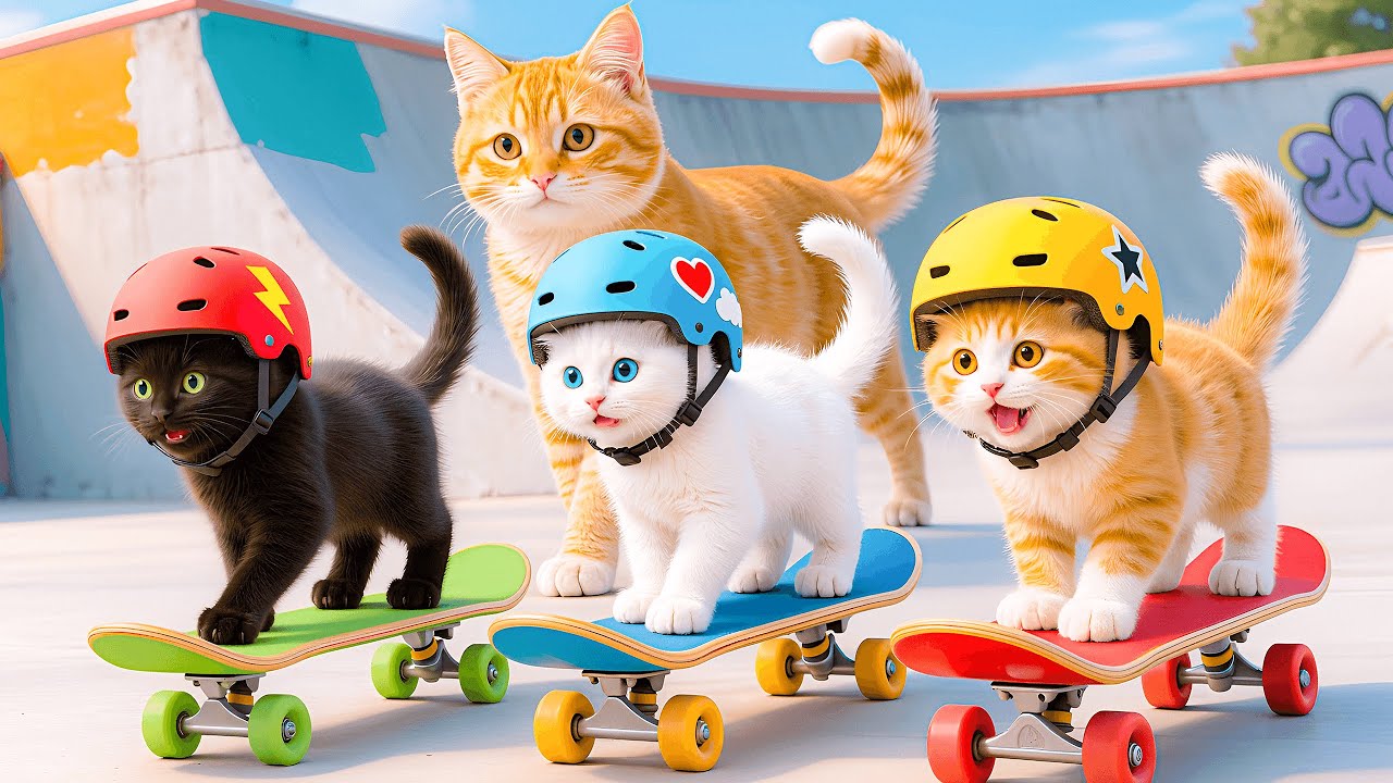 Mama Cat Works Hard Baking Donuts to Earn Money and Buy a Skateboard for Her Kitten 🐱🍩🛹💖