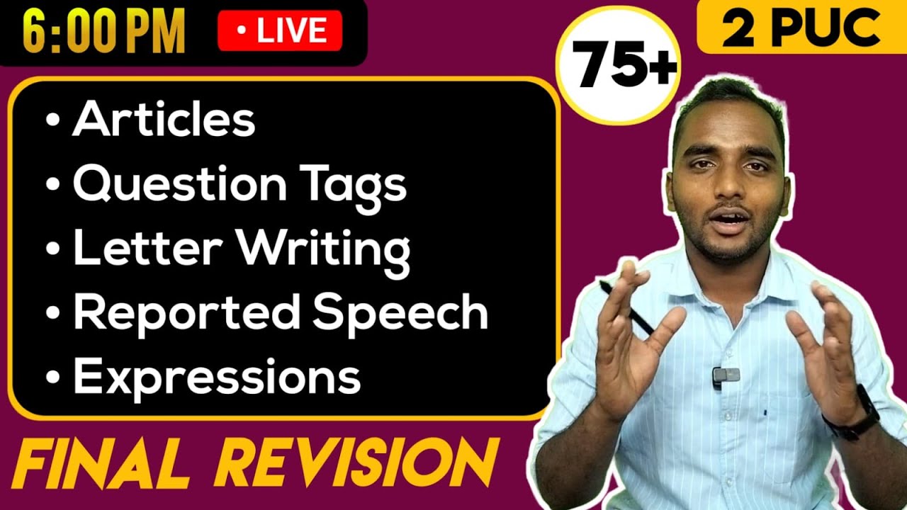2 PUC COMPLETE English Grammar Revision 2025 | 2 PUC English Important Questions 2025 |