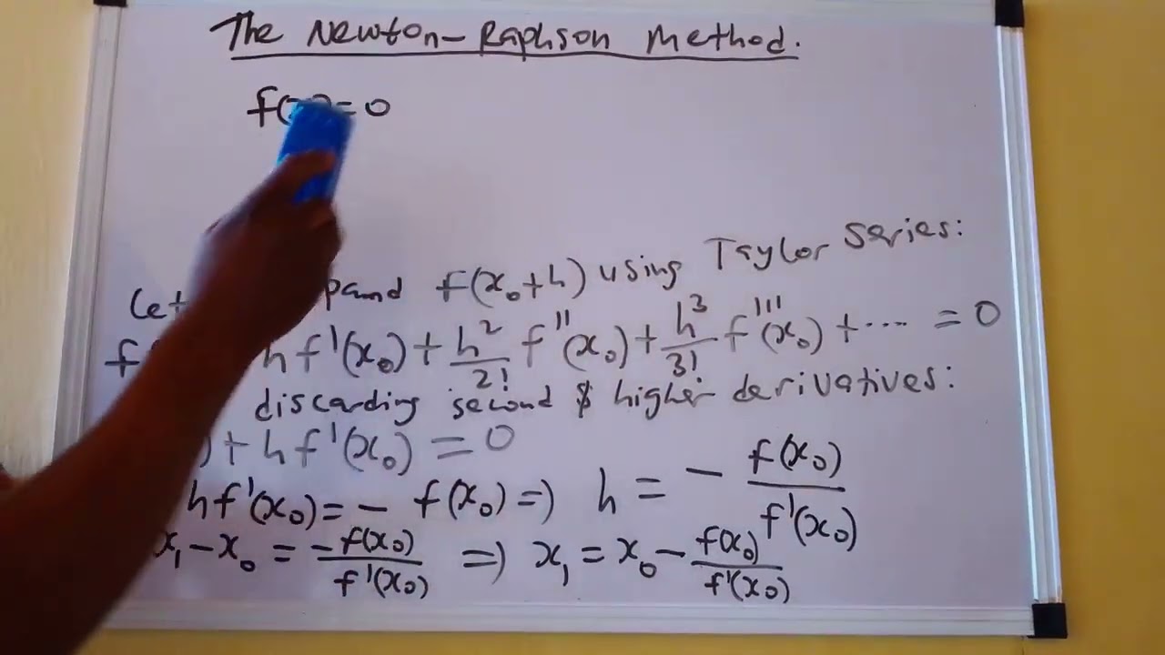 The Newton - Raphson Method:  Derivation and how to use it to find a root of an Algebraic Equation.