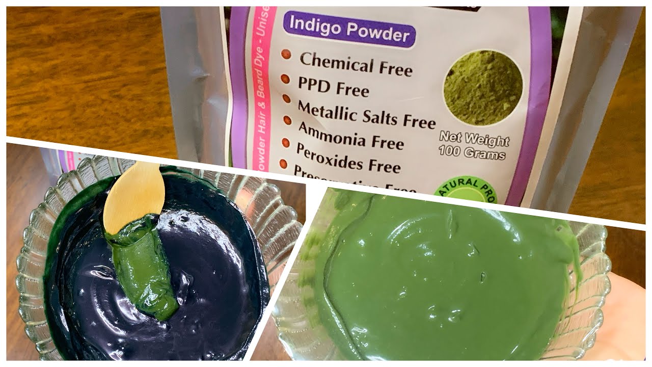 صبغة طبيعية للشيب بالإنديكو Dyeing hair with Indigo powder