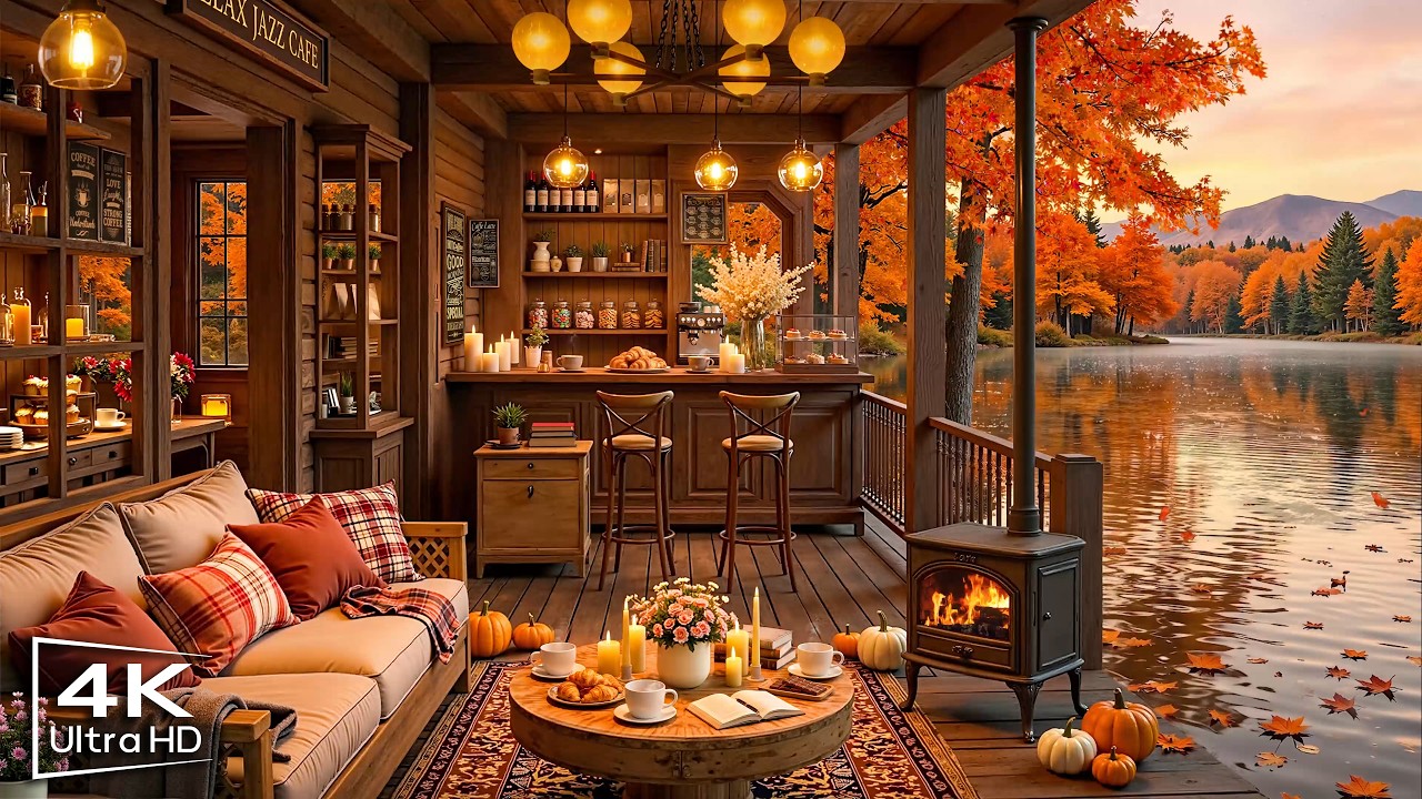 Warm Fall Jazz Music 🍂 Cozy Porch Ambience with Relaxing Jazz Instrumental Music for Studying, Work