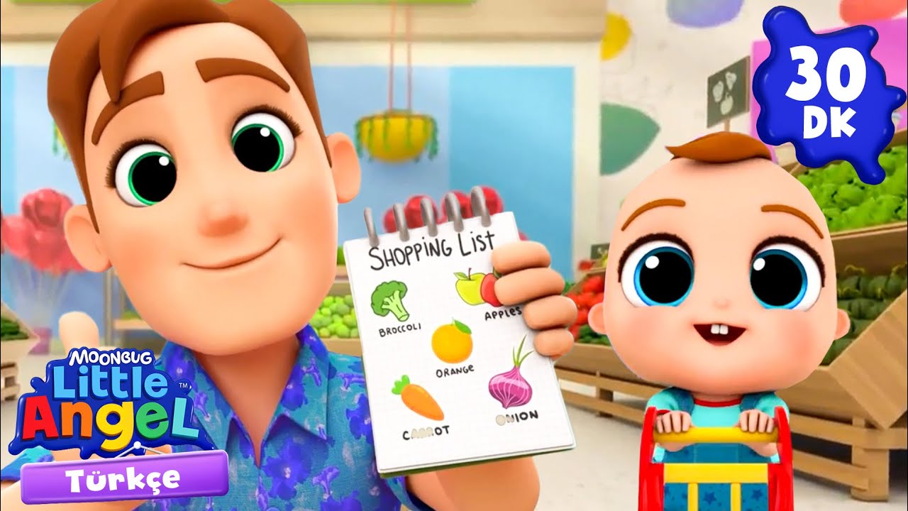 Markete Gidiyoruz! 🍏🥕 | Eğlenceli ve Öğretici Çocuk Şarkıları | Little Angel Türkçe