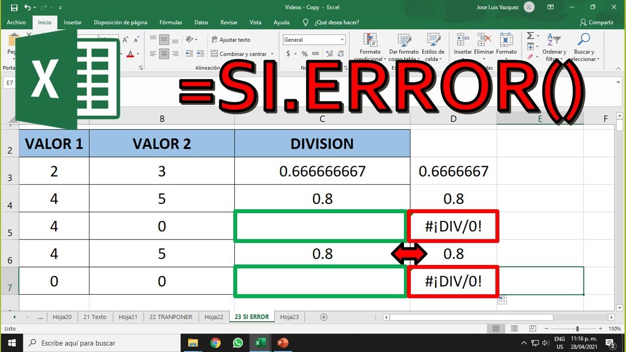 Excel Formula SI ERROR condicional | Formula condicional SI ERROR en Excel