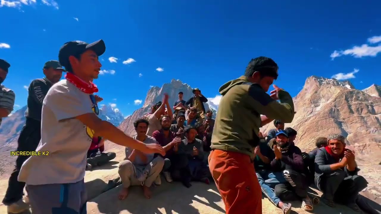 Sajid Ali Sadpara Son of legendary mountaineer Hassan Sadpara dancing with Poters at Urdukas Camp