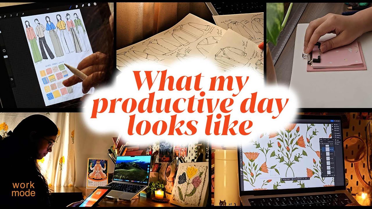 A Productive day in my life | Freelance fashion/textile designer, Surface patterns,slow productivity
