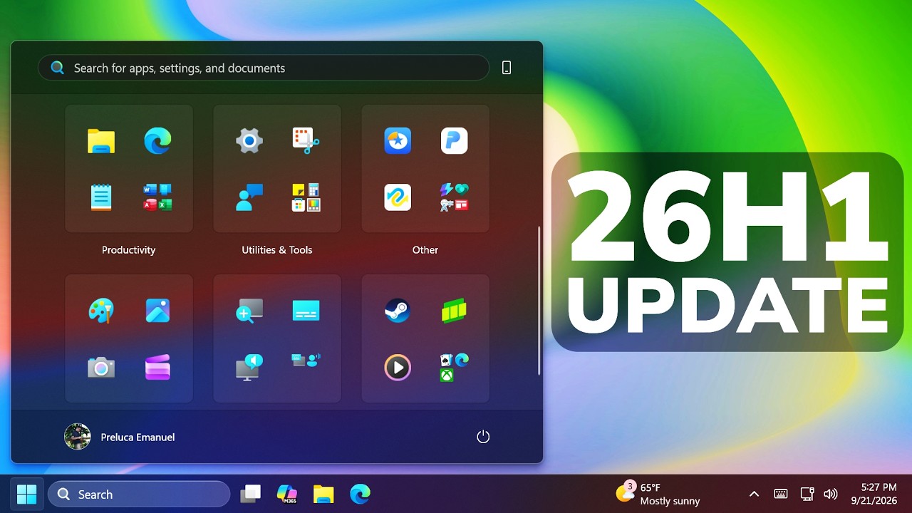 Огромное обновление Windows 11 26H1 за сентябрь 2026 года &ndash; новая панель задач, меню &laquo;Пуск&raquo; и пои...