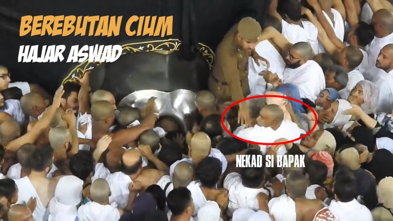 Allahuakbar..ngeri lihat kejadian ini jemaah haji 2023 nekad cium hajar Aswad sampe begini