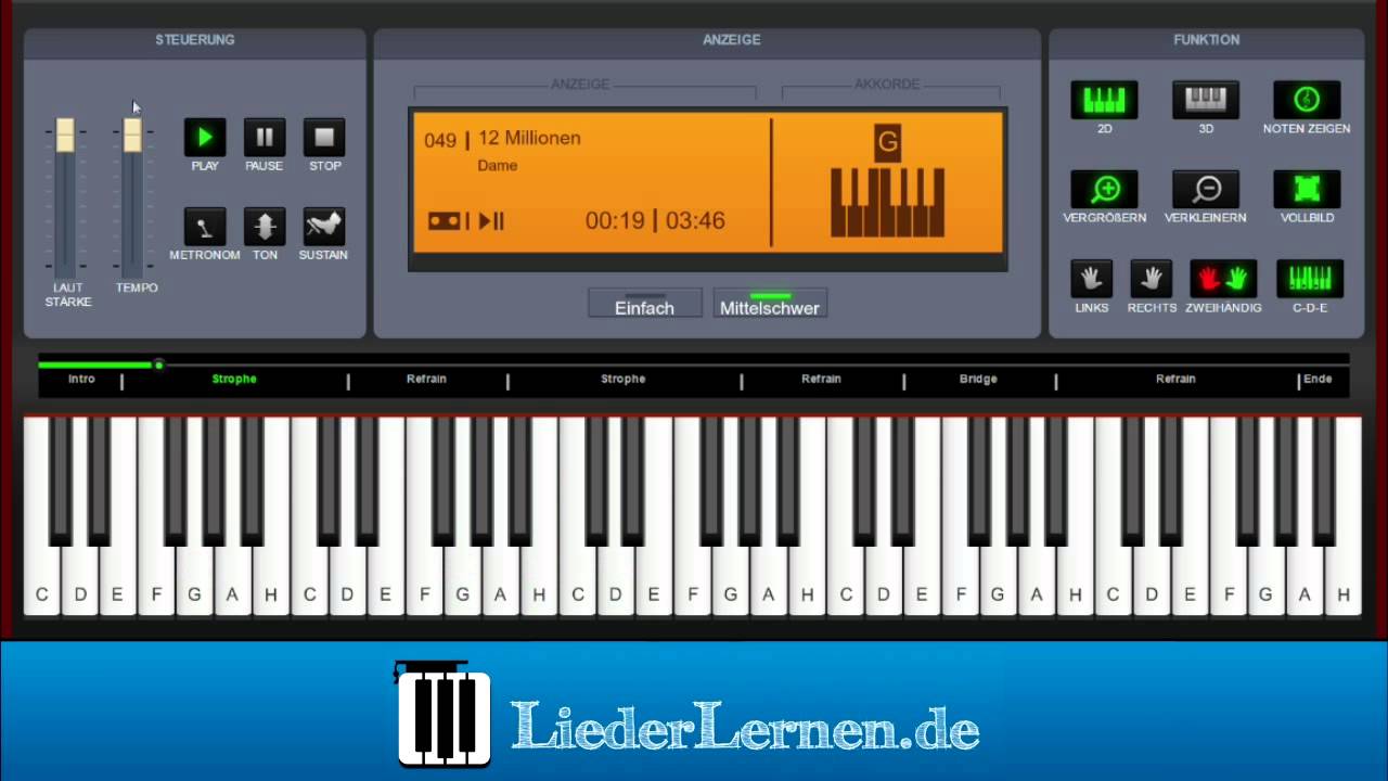 Dame - 12 Millionen - Klavier lernen - Musiknoten - Akkorde