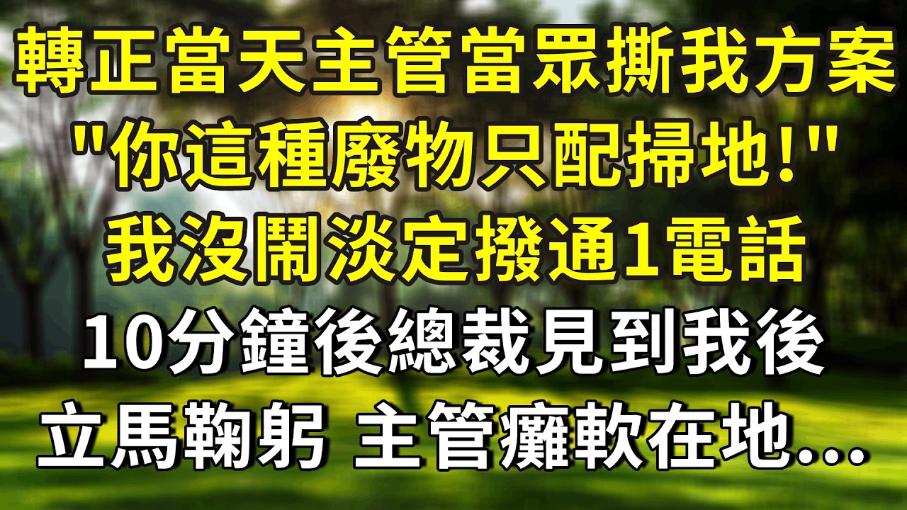 轉正當天主管當眾撕毀我方案：