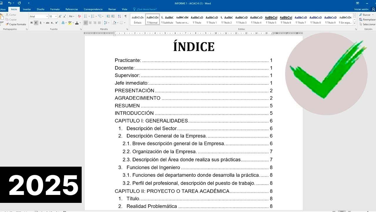 INDICE automático para Tesis, Tesina, Monografías en Word
