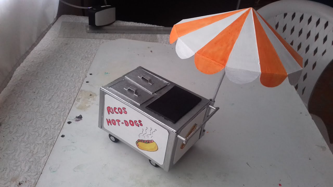 COMO HACER UN CARRO DE hotdogs MINIATURA PARA MAQUETAS