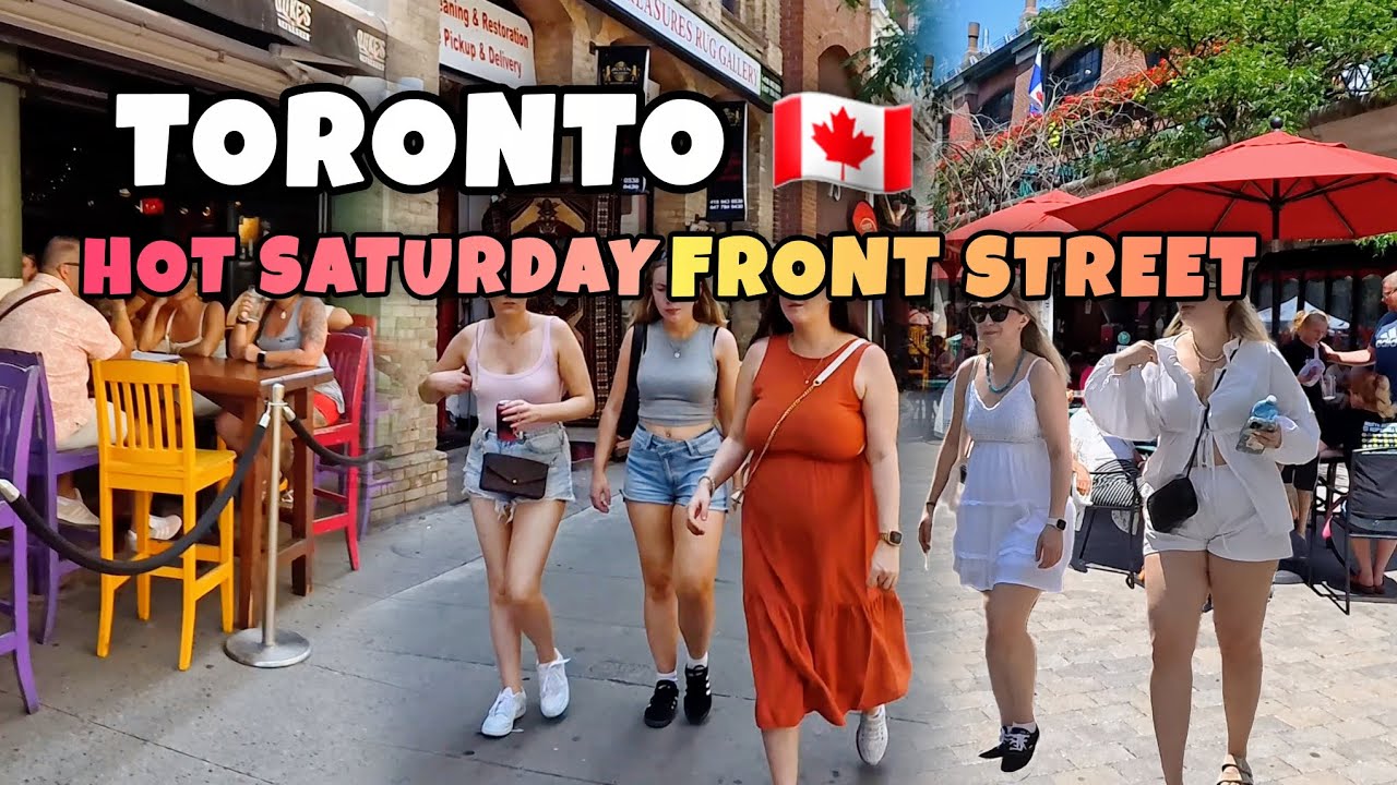Toronto 🇨🇦 Saturday Walking Tour, Front Street Downtown Toronto Canada, 4K