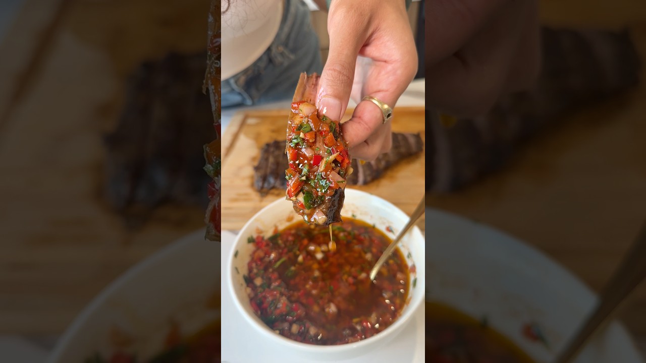 Red chimichurri is amazing - shoutout to Chipotle for putting me on ! #recipe #chimichurri #cooking