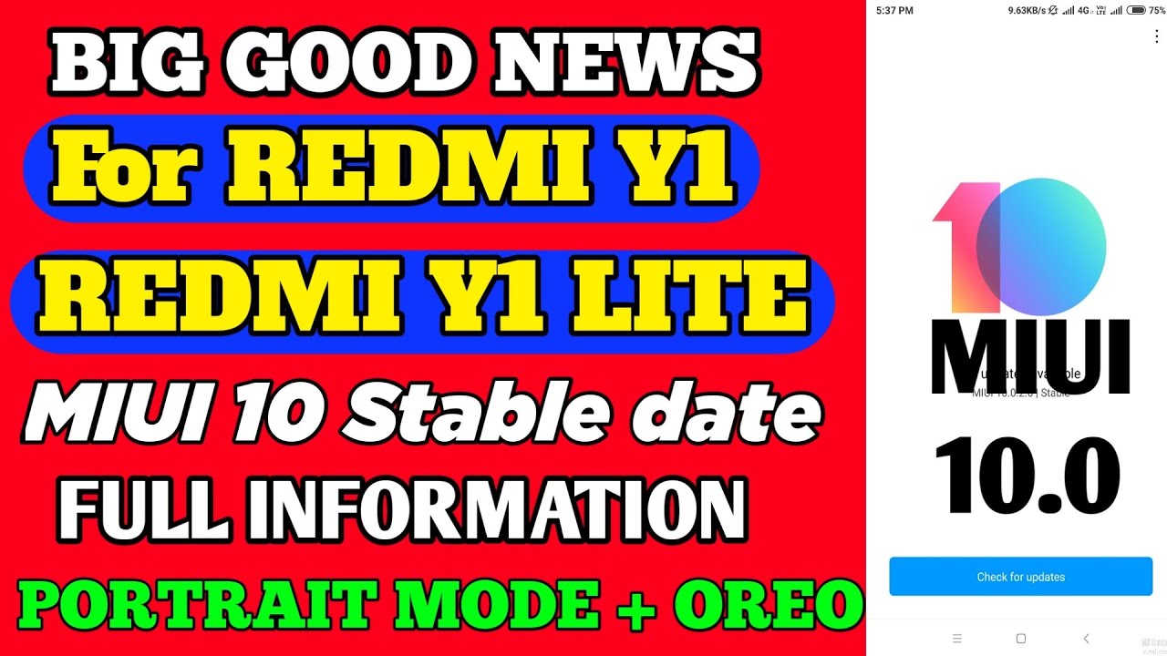 MIUI 10 STABLE INFO. FOR REDMI Y1 AND REDMI Y1 LITE || MIUI 10 | PORTRAIT MODE | OREO | FACE UNLOCK