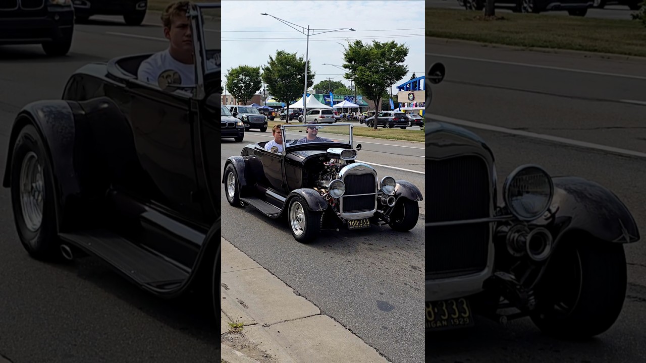 1929 Ford Model A Roadster Classic Car Drive By Engine Sound Woodward Dream Cruise 2025