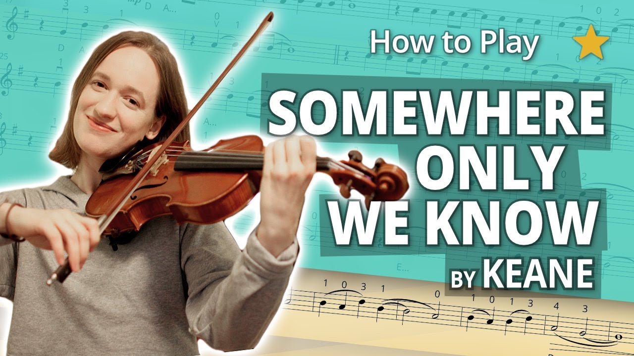 How to Play Somewhere Only We Know by Keane | Beginner Tutorial | Violin Sheet Music + Accompaniment