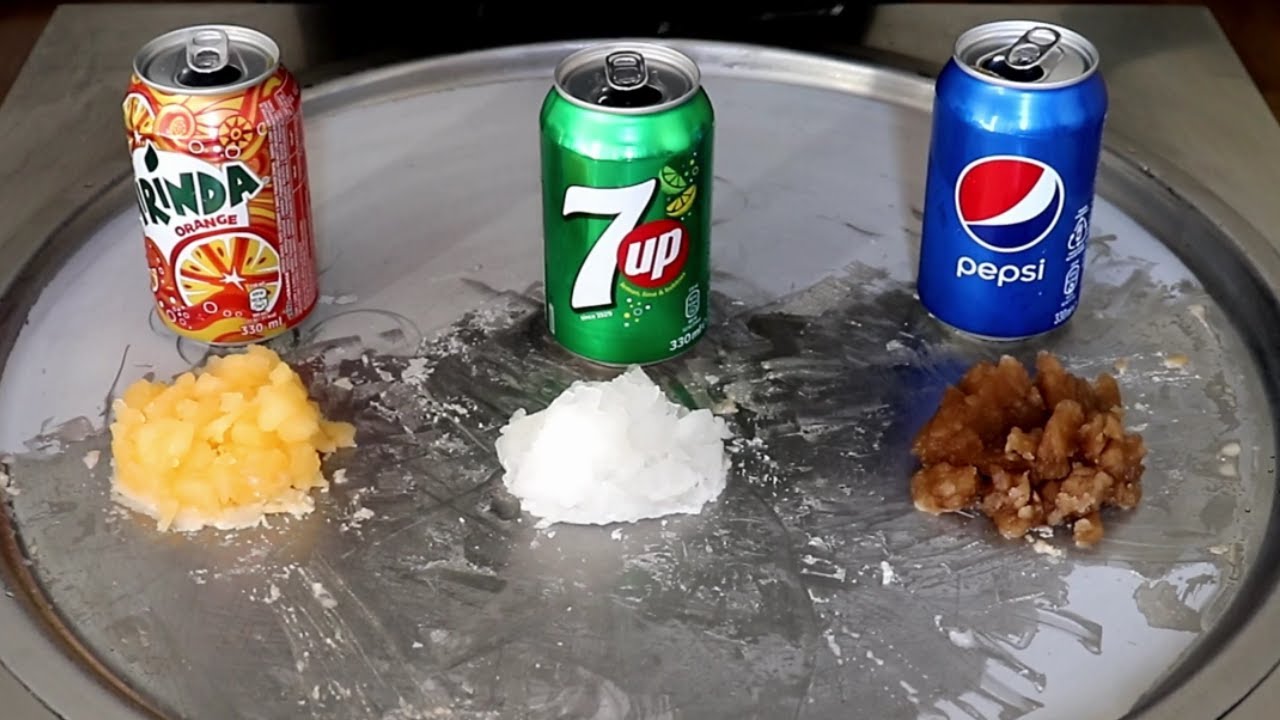 How to make Coca Cola, Mirinda, 7 Up to Ice Cream/oddly satisfying Ice Cream Rolls ASMR Recipe