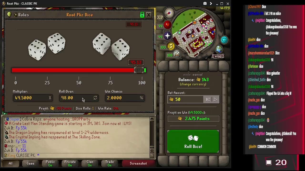 LIVEE ROATPKZ CLASSIC PK!! / PKING / GAMBLING / MASSIVE GIVEAWAYS!!!!
