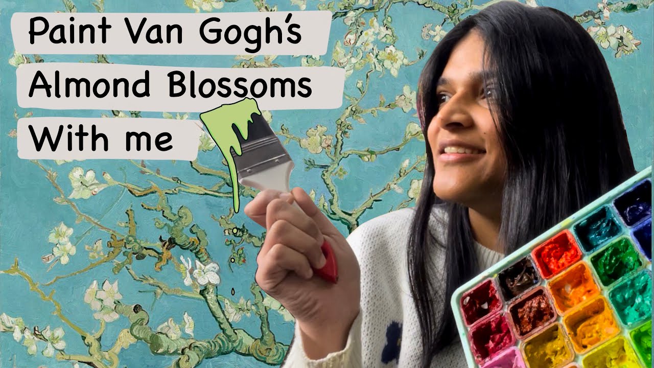 Learn to paint Van gogh’s Almond blossoms in 4 easy step | easy Paint step by step| Art tutorial