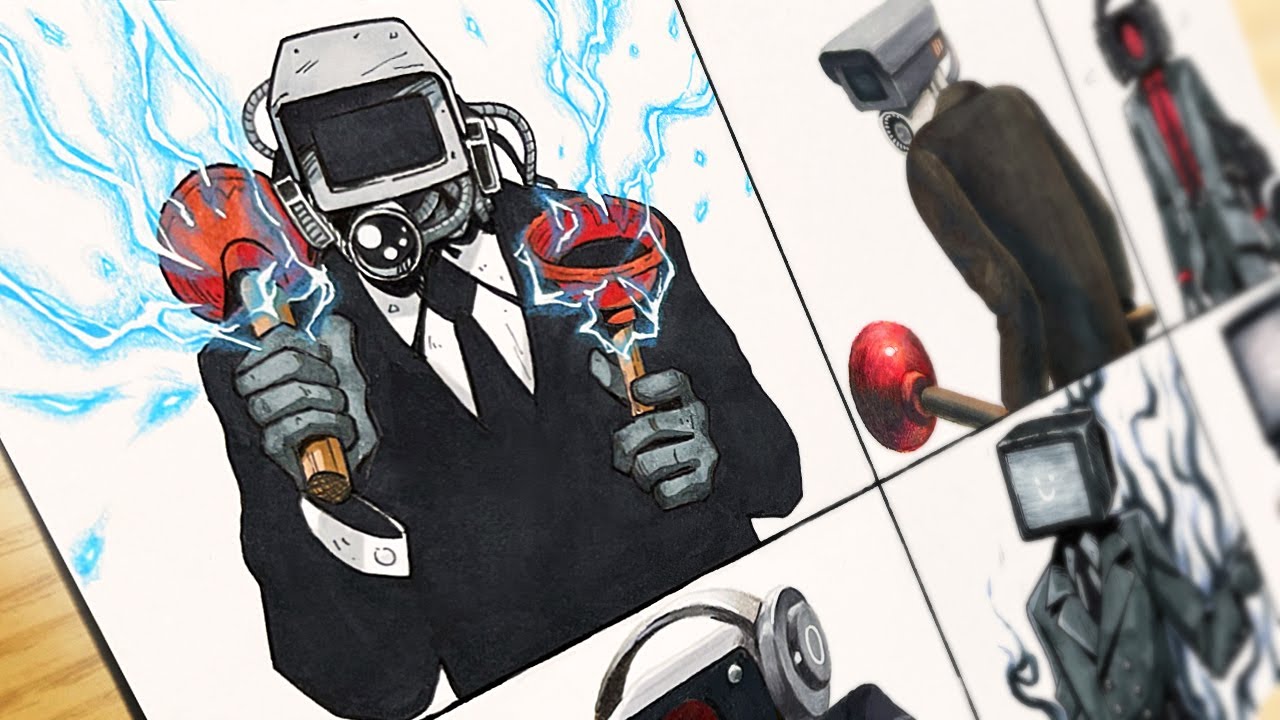 [Drawing]  Plungerman + Black Speakerman + TVman : Comic VS Realistic [Skibidi Toilet]