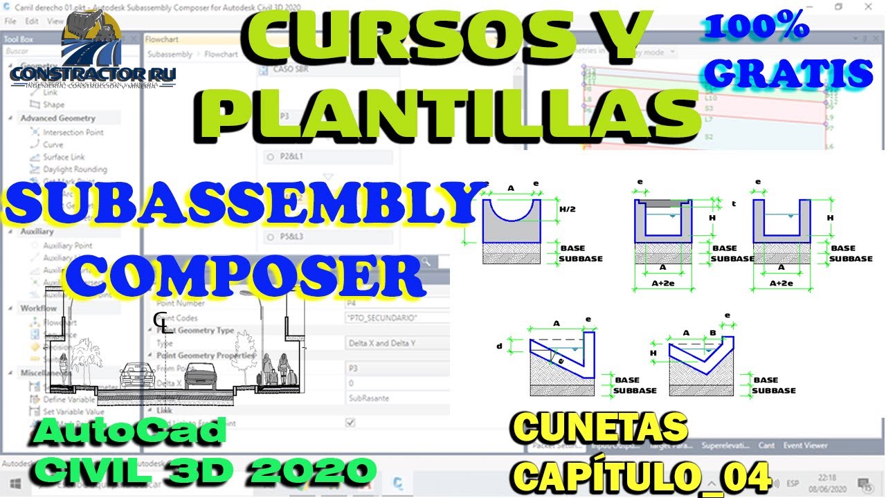 SUBASSEMBLY COMPOSER CIVIL 3D_CAPÍTULO _04:CUNETAS TRIANGULARES #PAVIMENTACIÓN_URBANA/PISTAS_VEREDAS