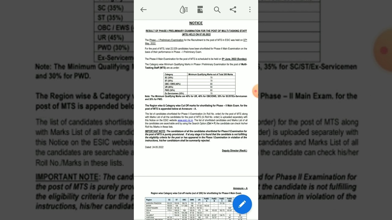 Esic  mts phase 1 result declared !!#esicmts2022