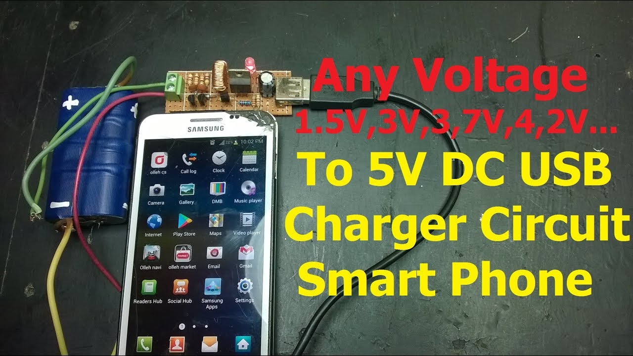 Step Up Converter From Any Voltage 1.5V,3V,3,7V,4,2V...to 5V DC USB Charger Circuit Smart Phone