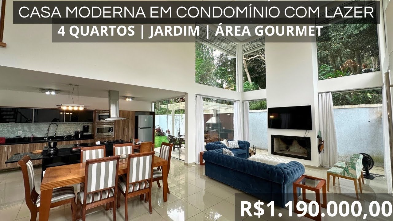 CA0872 | Casa moderna com pé direito duplo | 4 quartos, condomínio com lazer a 20min do centro
