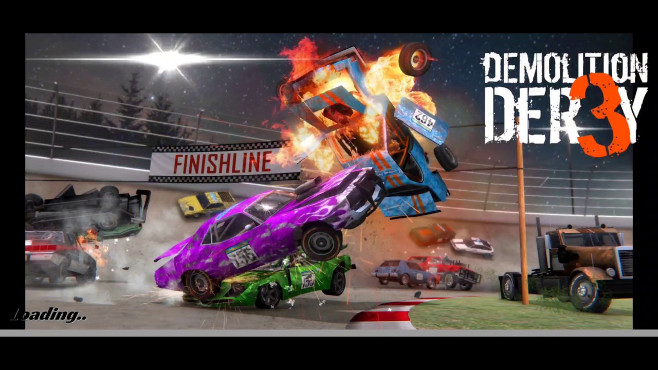 Demolition Derby 3 car Crash Fight break down the car