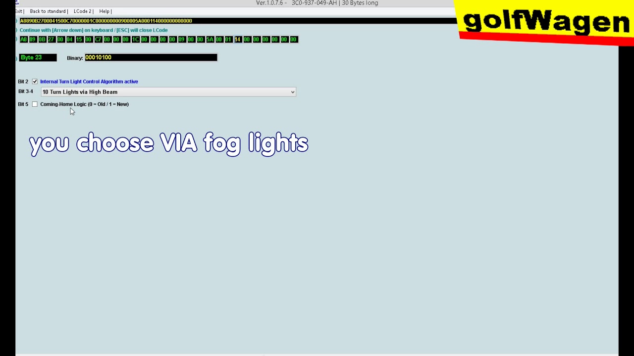 VW Golf 5 corner light activate via high beam or via fog light