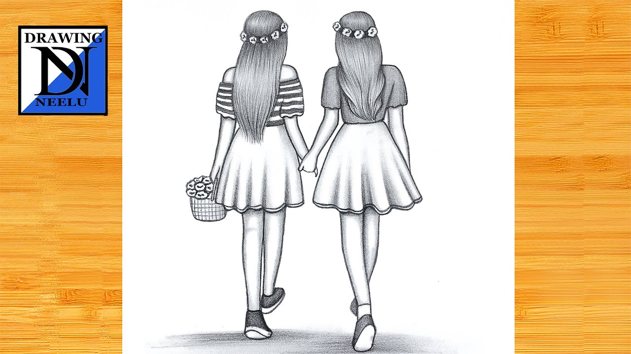 How to draw a Girl best friend -Drawing tutorial || Drawing easy for beginner || Pencil drawing