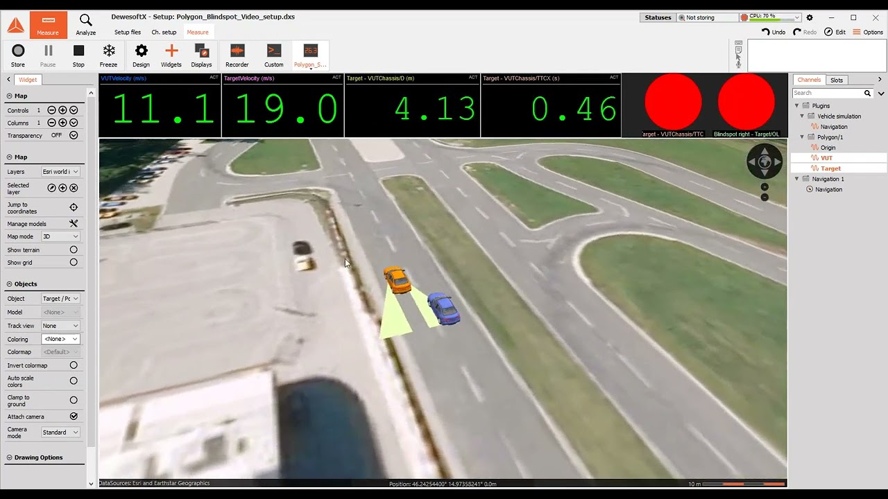 DewesoftX polygon: Blind spot detection system measurement