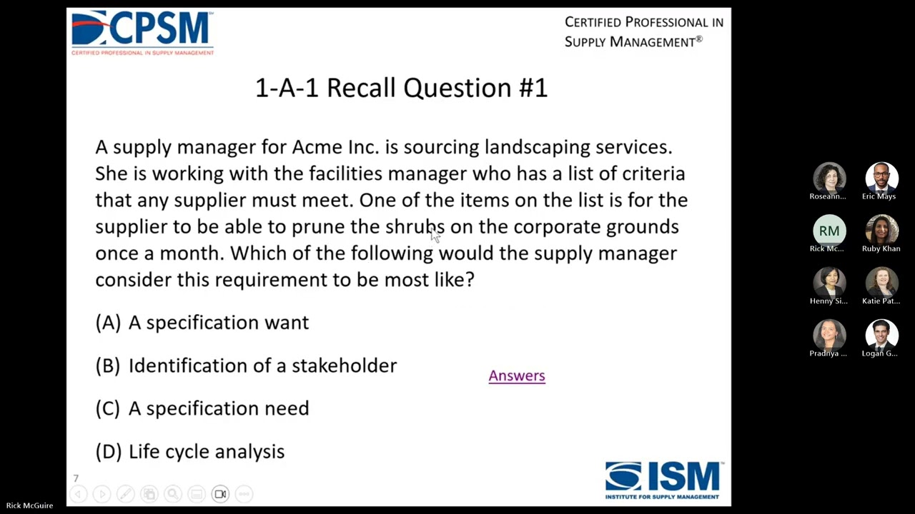 CPSM 1 A 1 Assess Needs & Sourcing Plans