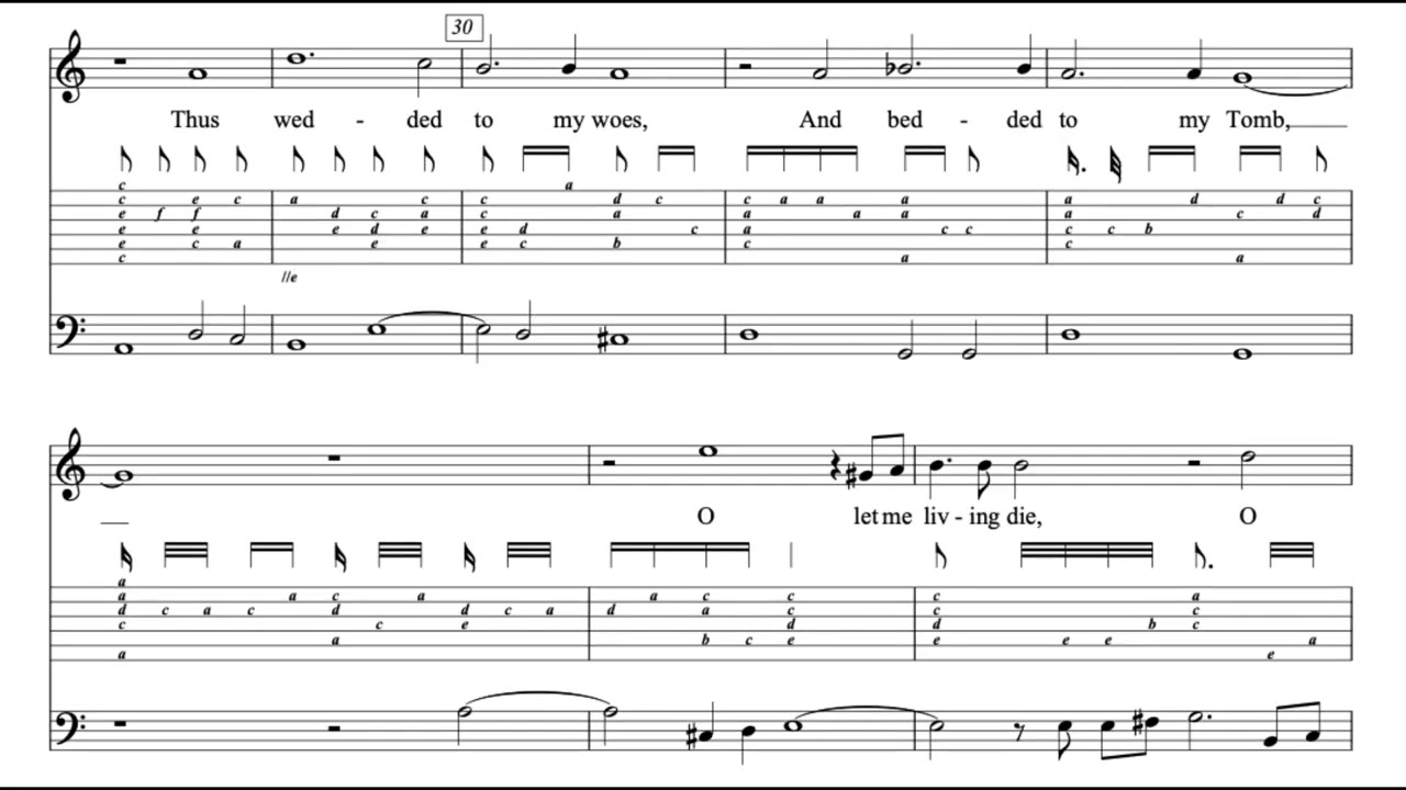 In darkness let me dwell (J. Dowland) Score Animation