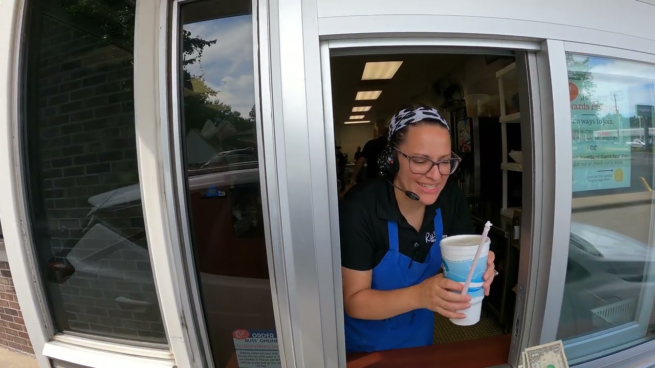Russ' Drive-Thru, Cash buys Lemonade, 3966 Plainfield Ave NE, Grand Rapids, Michigan, 7 August 2023